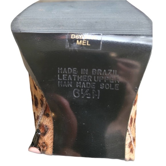 Diba Chunky Heel Leopard Print Real Fur Leather Y2K 90's Boots - Picture 3 of 8